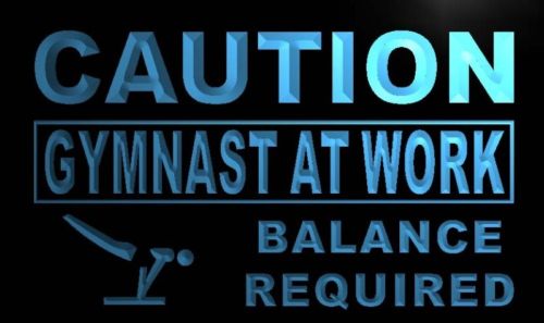 Caution At Work Gymnast Neon Light Sign